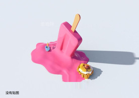 C4D 模型彩色夏日融化的雪糕
