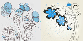 蓝色手绘水彩花组合手绘