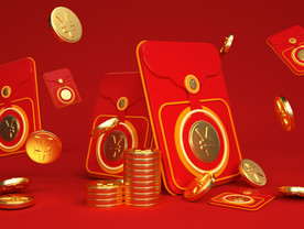 C4D模型红金色系红包金币主题