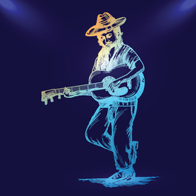 手绘弹吉他男子插画图片