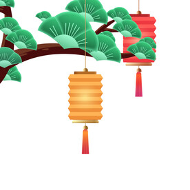 国潮插画植物装饰元素