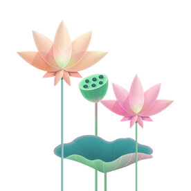 插画装饰植物荷花元素