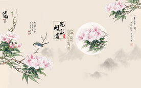 装饰画 花鸟画 新背景墙 瓷砖