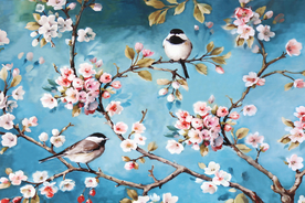装饰画 花鸟画 新背景墙 瓷砖