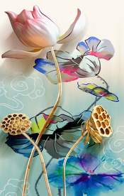 山水画 中式背景墙 装饰画 新