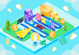 银行工作区插画