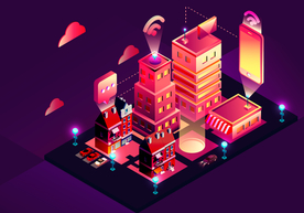 红色建筑信号插画