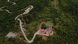 企业宣传视频航拍远山上的村庄