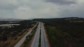 航拍山区狭长公路视频素材