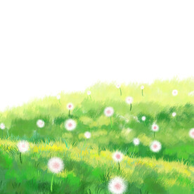 插画草坪草地蒲公英元素