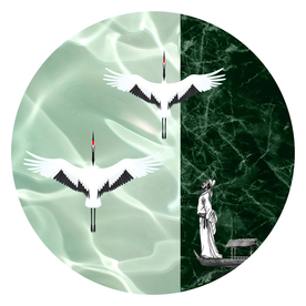 中式仙鹤诗人简约装饰画