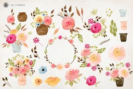 手绘水彩花卉花型花瓣