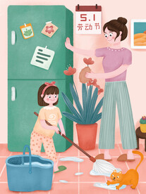 5.1劳动节插画