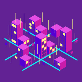 城市夜景矢量图片