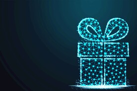 粒子礼物盒科技背景图片