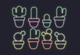 矢量仙人掌霓虹灯图片