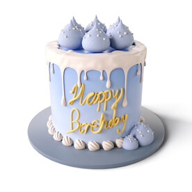 立体蓝色奶油生日蛋糕