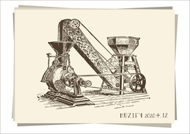 碾谷机器 手绘稿