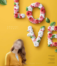 婚纱写真浪漫鲜花主题背景模板