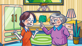 婆媳矛盾手绘插画设计