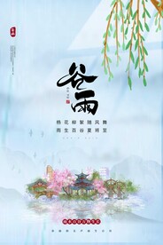 谷雨节气传统活动海报素材