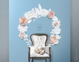 唯美背景纸雕纸艺剪纸花卉浪漫