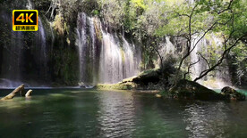 森林中的湖水瀑布