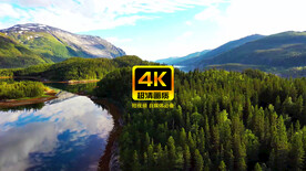 短视频素材唯美湖水山脉天空