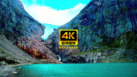 短视频素材碧蓝湖水远山白云蓝天