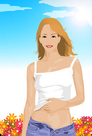 卡通手绘时尚美女插画