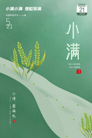 豆绿色极简风创意小满节气海报