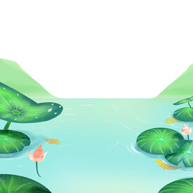 河流装饰插画荷叶元素