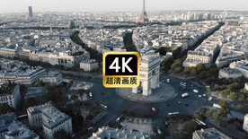 航拍法国凯旋门街区