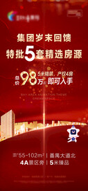 高端红色地产特价微信稿海报