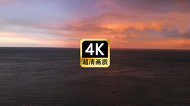 航拍夕阳下的安静的海面