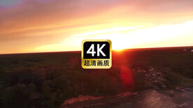 航拍夕阳森林美景