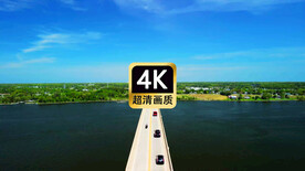 航拍海上大桥车辆穿梭