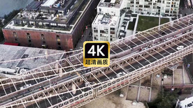 航拍大桥上行驶的车辆