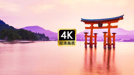 航拍远山湖水门厅