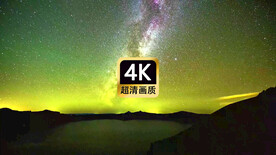 航拍湖面远山夜空星辰银河