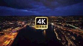 航拍夜晚港口城市