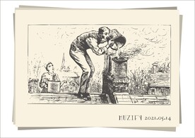 清理烟囱的男子 手绘稿