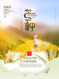 简约风摄影图芒种传统节气海报