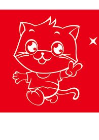 单色猫咪线条