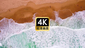 唯美航拍素材海浪冲击沙滩美景