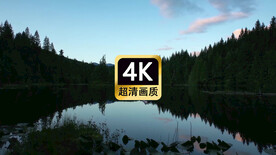 短视频素材云层飘过湖面森林上空