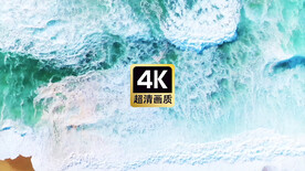 唯美风景航拍海水缓缓冲上沙滩