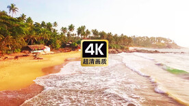 唯美风景海水冲上美丽沙滩