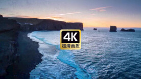 唯美风景素材傍晚海水冲击暗礁