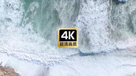 唯美风景航拍海浪缓缓冲击沙滩